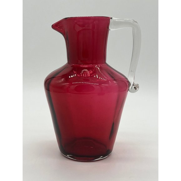unknown Other - Vintage Red Hand Blown/Art Glass 7" Round Pitcher 36 oz